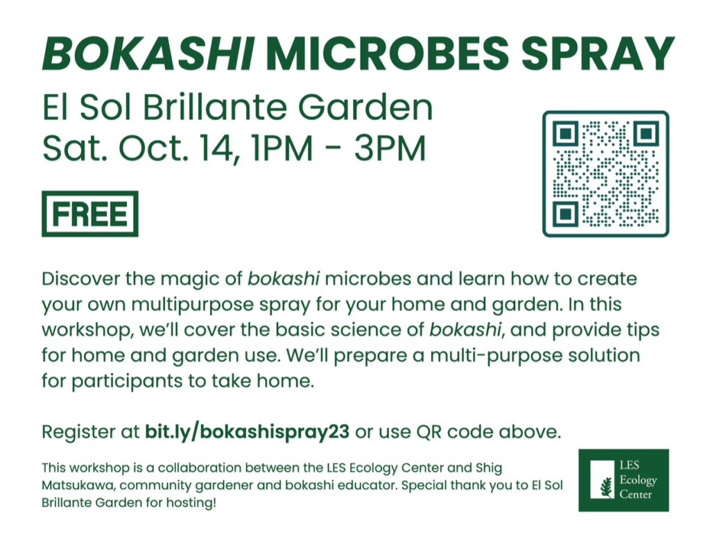 Flyer with sign up info for the bokashi workshop