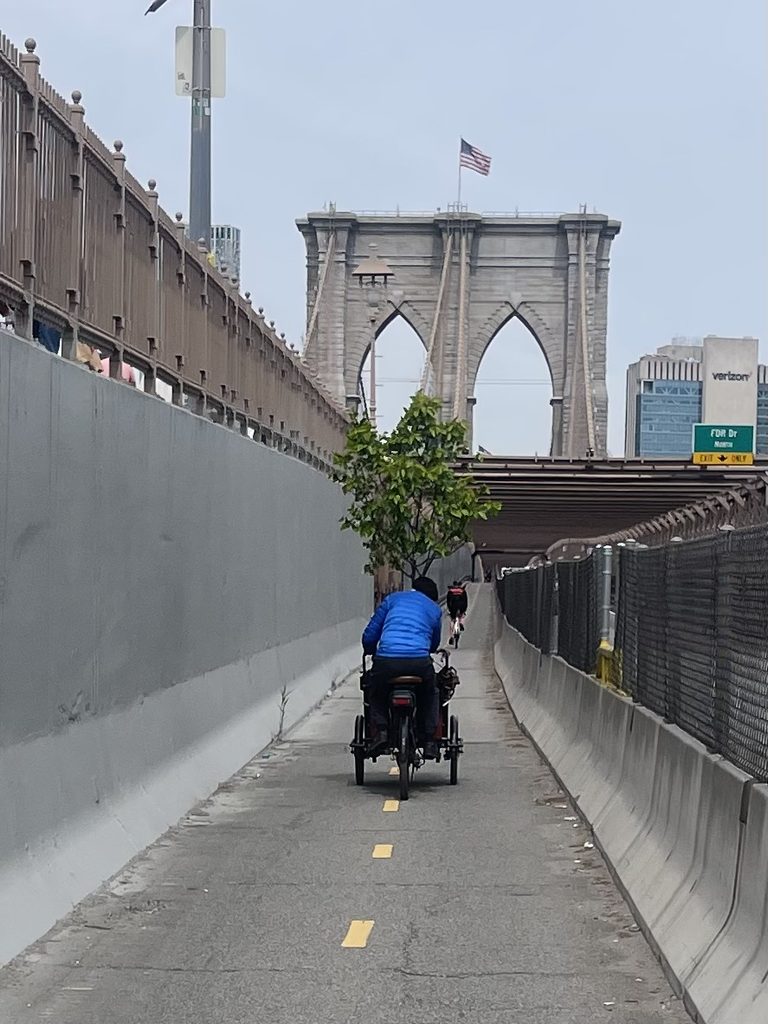 The new Crabapple crosses the Brooklyn Bridge.